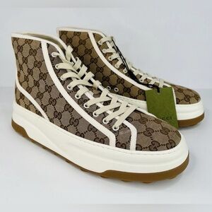 Gucci Tennis 1977 GG Supreme High Top Logo Women’s Sneakers Size EU 40.5